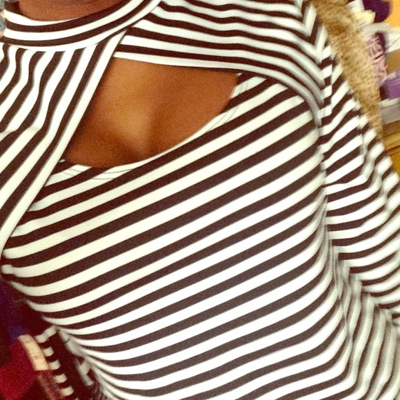 Striped shirt with cut out