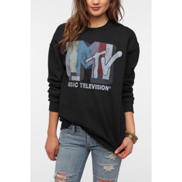 Urban Outfitters MTV graphic black crew neck