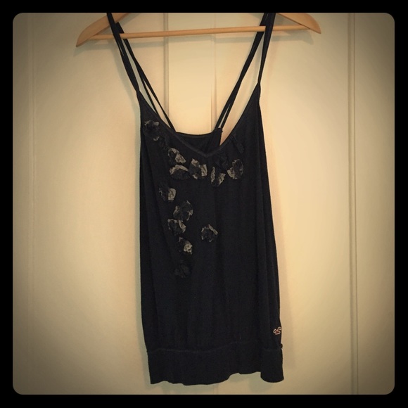 Hollister cross back tank with floral accents