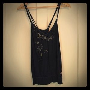 Hollister cross back tank with floral accents