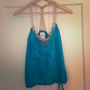 Free People sea horse beaded summer tank
