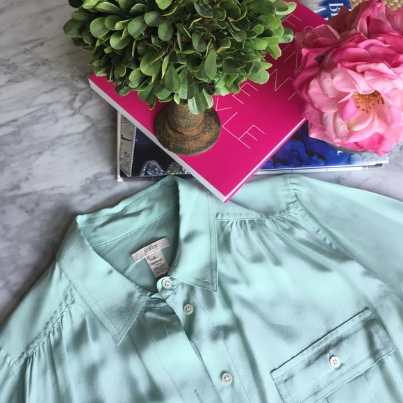 J Crew mint silk top