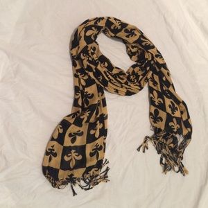 Black & Gold Fleur De Lis Scarf