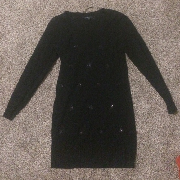 Women's black long sleeved dress