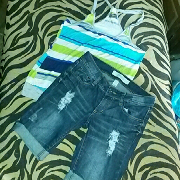 3pc bundle-2 denim shorts and racerback top
