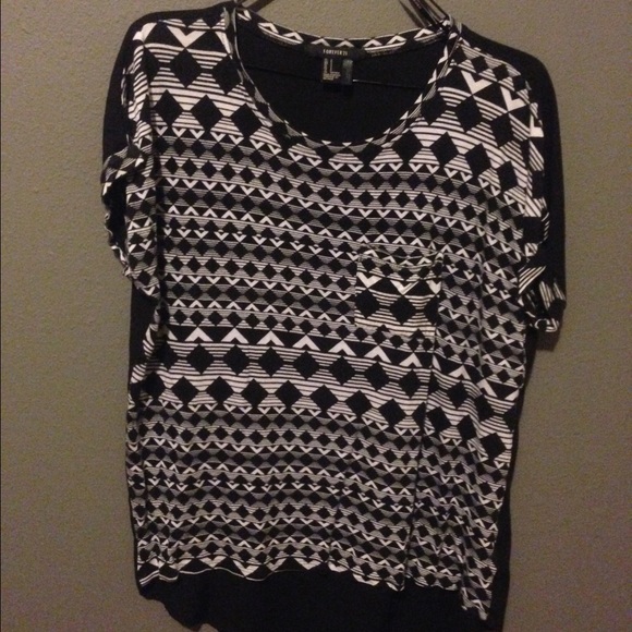 forever 21 black and white tribal print top