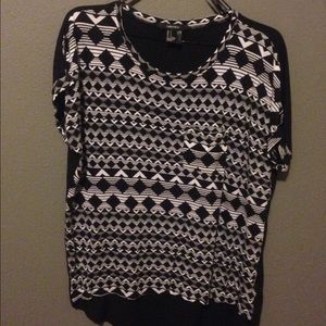 forever 21 black and white tribal print top