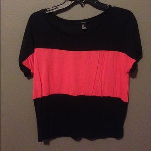 forever 21 pink and black striped top