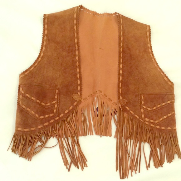 Suede vest with fringe detail