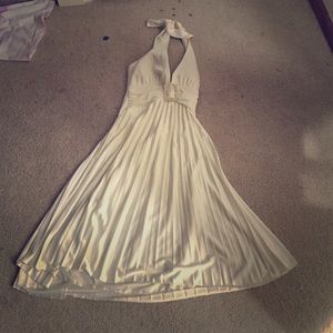 White dress with gold belt