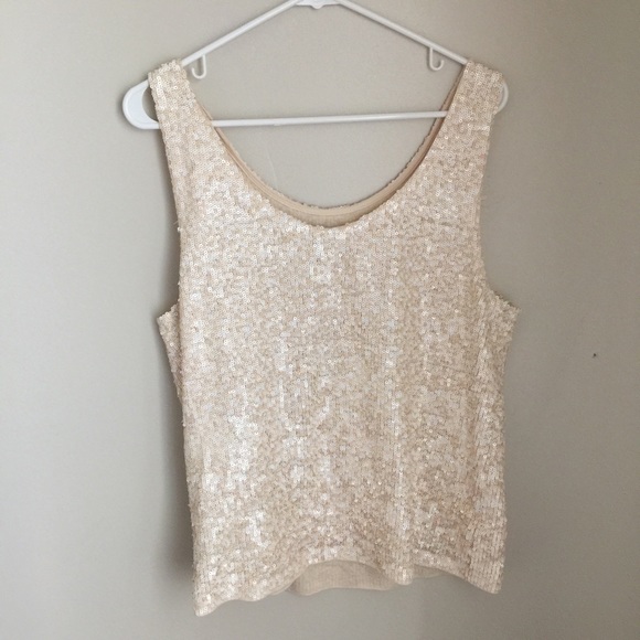 cream sequin top