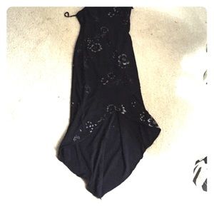 Black dress with silver flowers