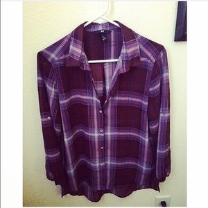 H&M high low button down top