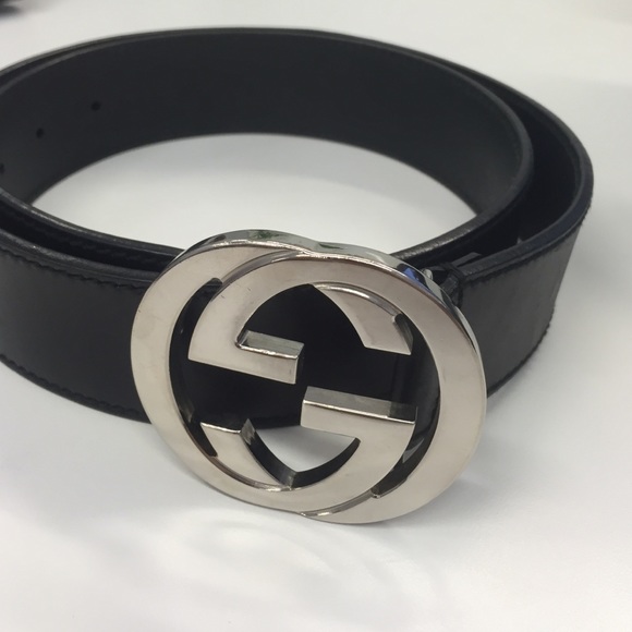 Black leather classic Gucci belt