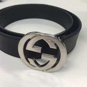Black leather classic Gucci belt