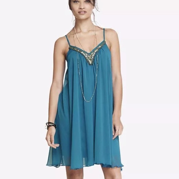 Express sequin beaded trapeze dress xs