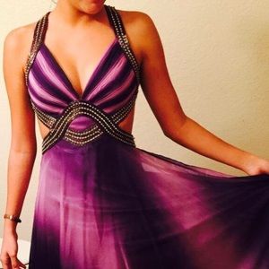White/Purple Ombré Prom Dress.