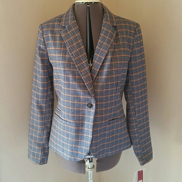 Navy/Rust Plaid Blazer