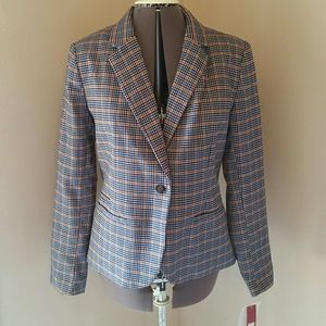 Navy/Rust Plaid Blazer