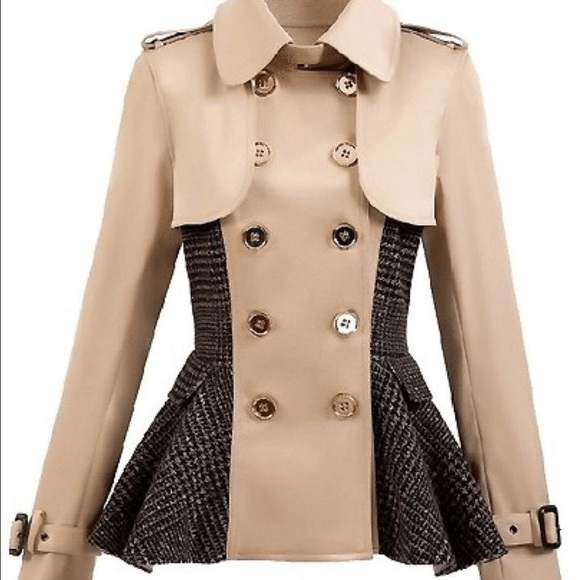 Choies Jackets & Blazers - NWT Trench jacket with peplum and tweed