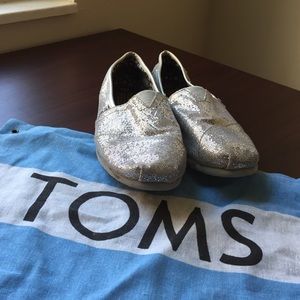 silver sparkly TOMS
