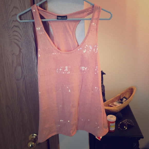 Pink sequin tank top