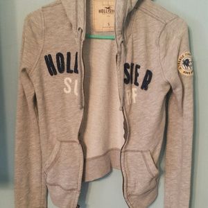 Very light grey Hollister zip up.