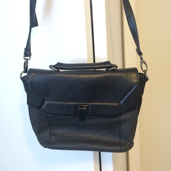 black non leather material purse