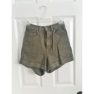 American Apparel Olive Green High Waisted Shorts
