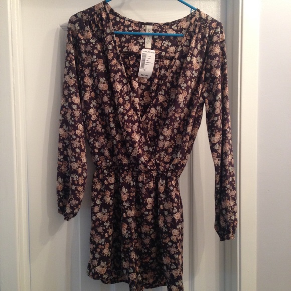 Brown floral romper