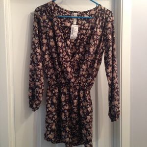 Brown floral romper