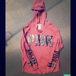 Maroon bling hoodie VS Pink