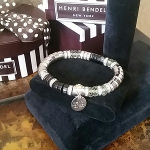 henri bendel stretch silver & black bracelet