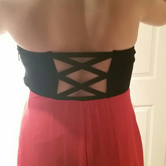 High low black and red dress with back detailing
