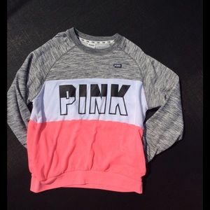 Pink and Grey Colorblock Sweatshirt