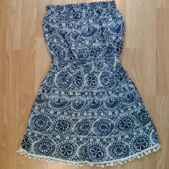 Navy Blue & White Romper