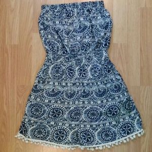 Navy Blue & White Romper