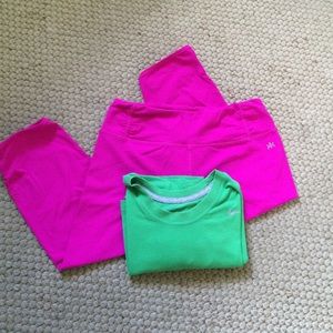 Pink leggings yoga capris