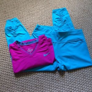 Blue workout yoga leggings