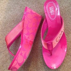 Coach Pink & Coral wedge Sandals