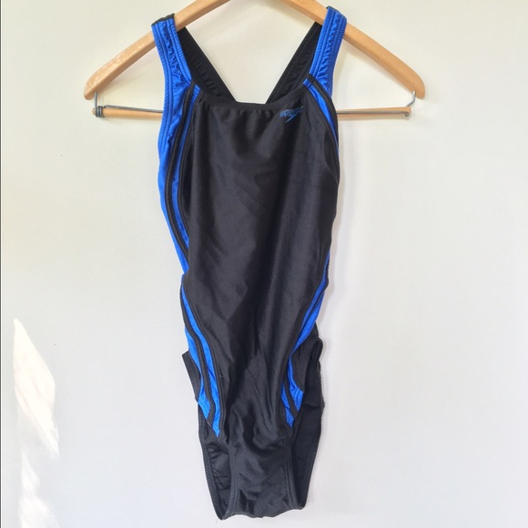 Athetic One Piece Speedo Swimmer's Suit Blue/Black