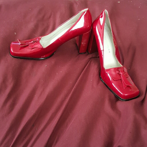 Red patent leather heels