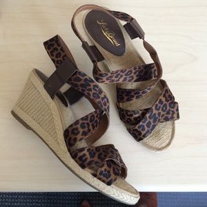 Lucky Brand leopard espadrilles wedge sandal 7.5