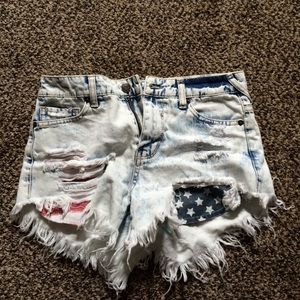 high waisted ripped up shorts