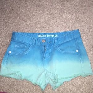 blue-mint green shorts