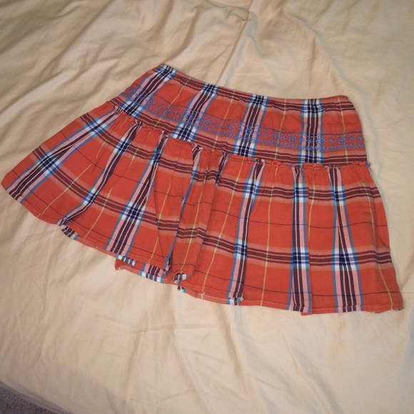 Orange/Blue/Brown plaid skirt