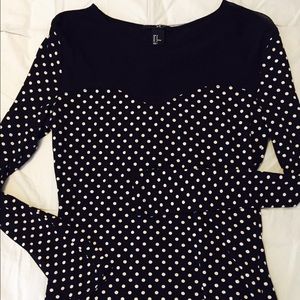 H & M polka dot top with sheer neckline