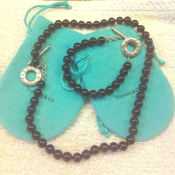 Tiffany & Co. black onyx bracelet and necklace.