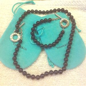 Tiffany & Co. black onyx bracelet and necklace.