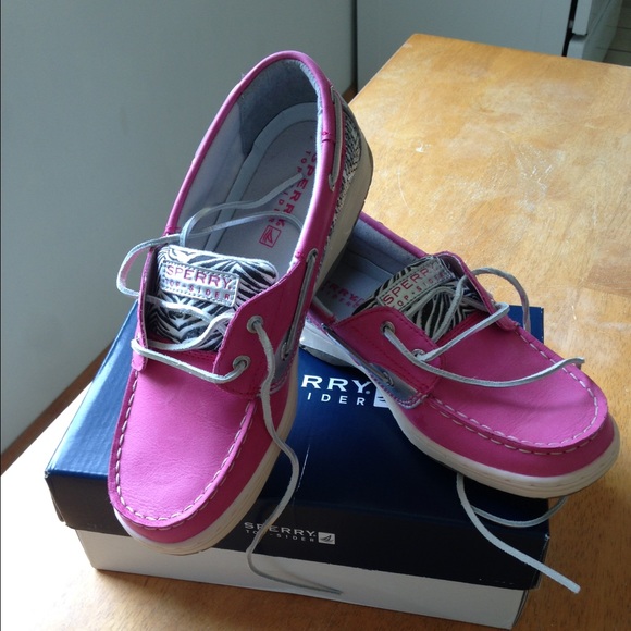 Sperry Top- Sider Bluefish Hot Pink/Zebra Sequins